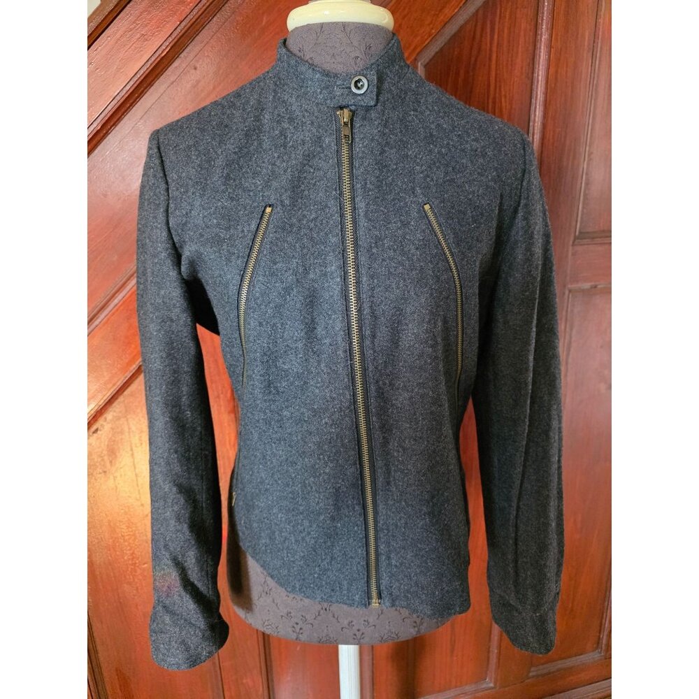 Harvé Benard Womens Wool Blend Jacket With Zipper Accents Size 4